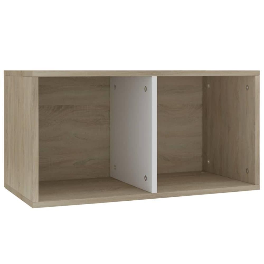 vidaXL Vinylhylla vit och sonoma-ek 71x34x36 cm spånskiva