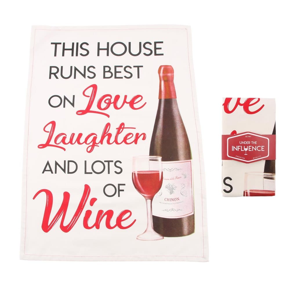 CGB Giftware This House Runs Best On Love Wine Tea Towel