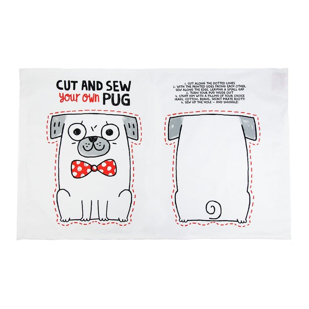 Ohh Deer Cut And Sew Pug Tea Towel