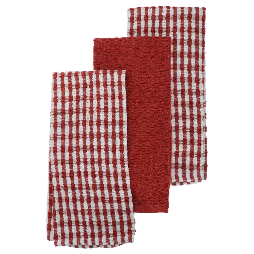 Thin Check Pattern Tea Towel Set (Pack Of 3)