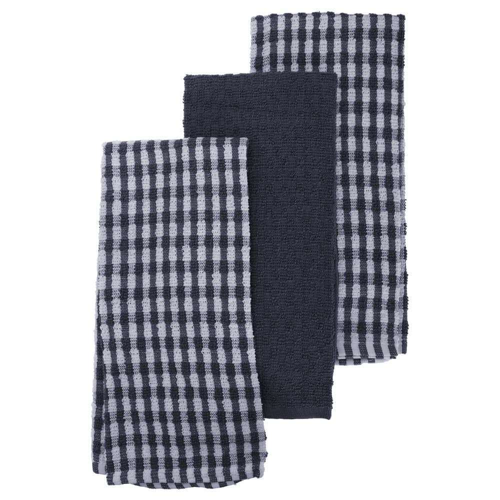Thin Check Pattern Tea Towel Set (Pack Of 3)