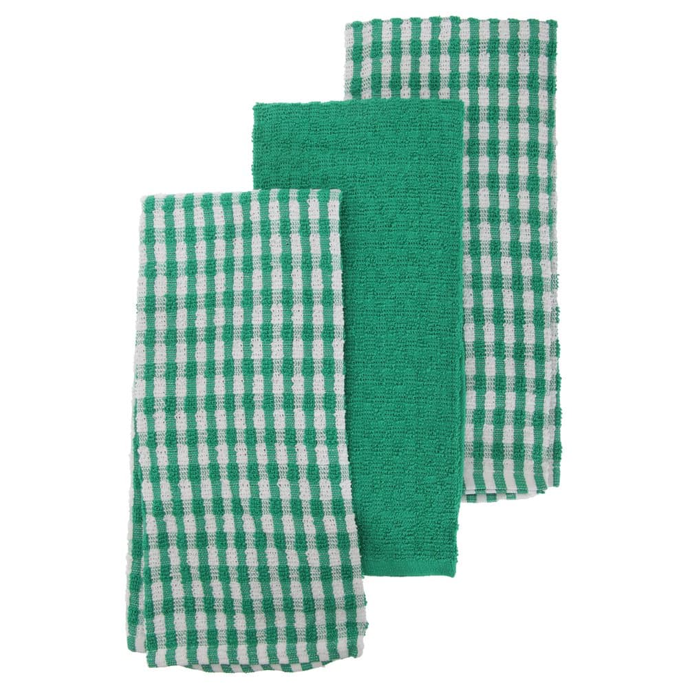 Thin Check Pattern Tea Towel Set (Pack Of 3)