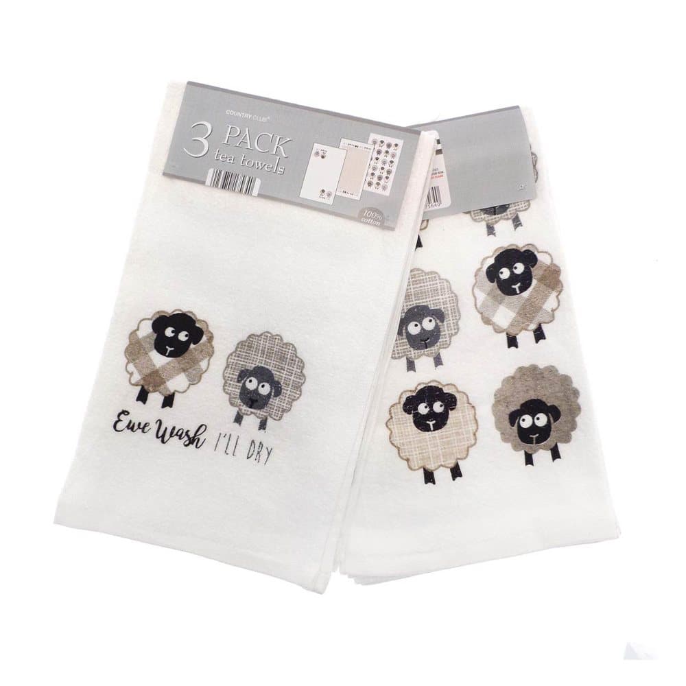 Country Club Sheep Design Tea Towels (3 in Pack)