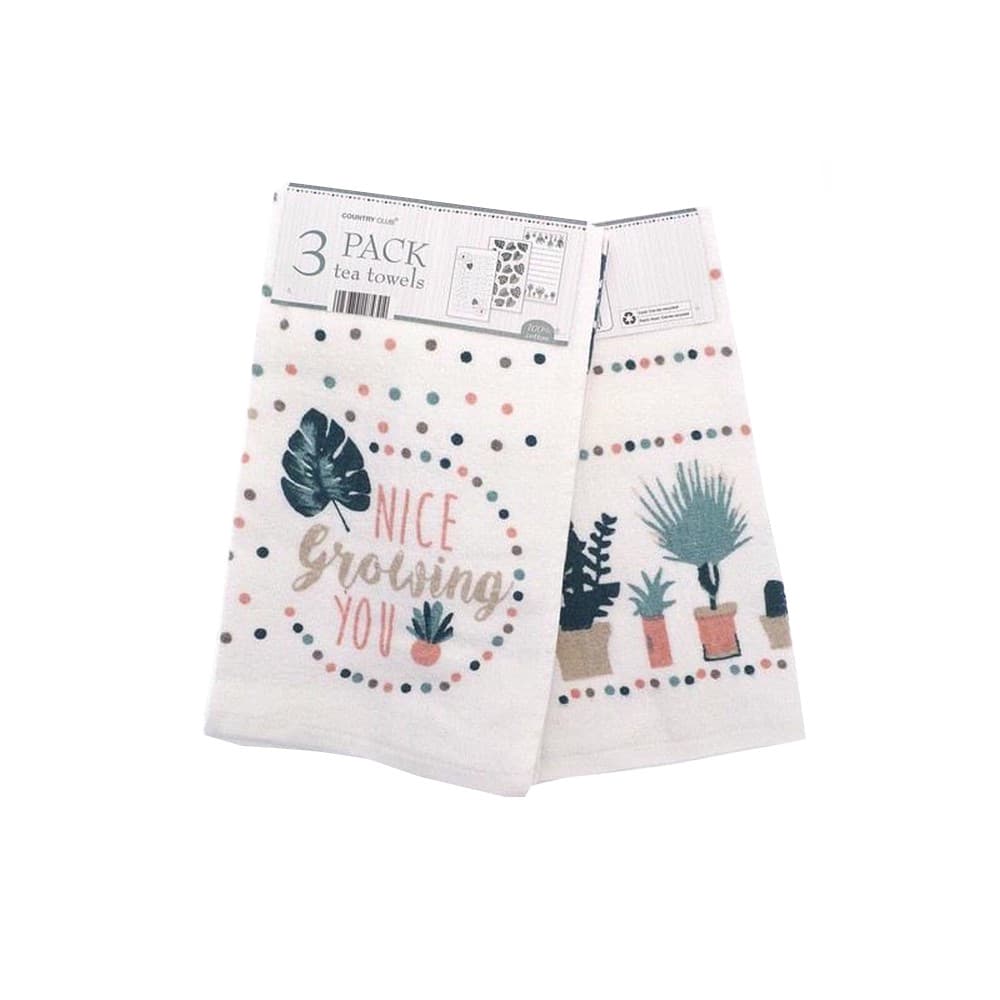 Country Club Nice Growing You Tea Towels (Pack Of 3)