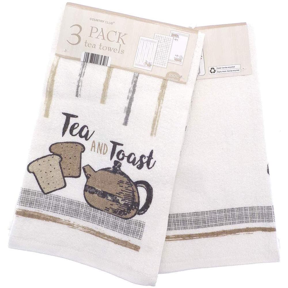 Country Club Tea And Coffee Tea Towels (Pack Of 3)