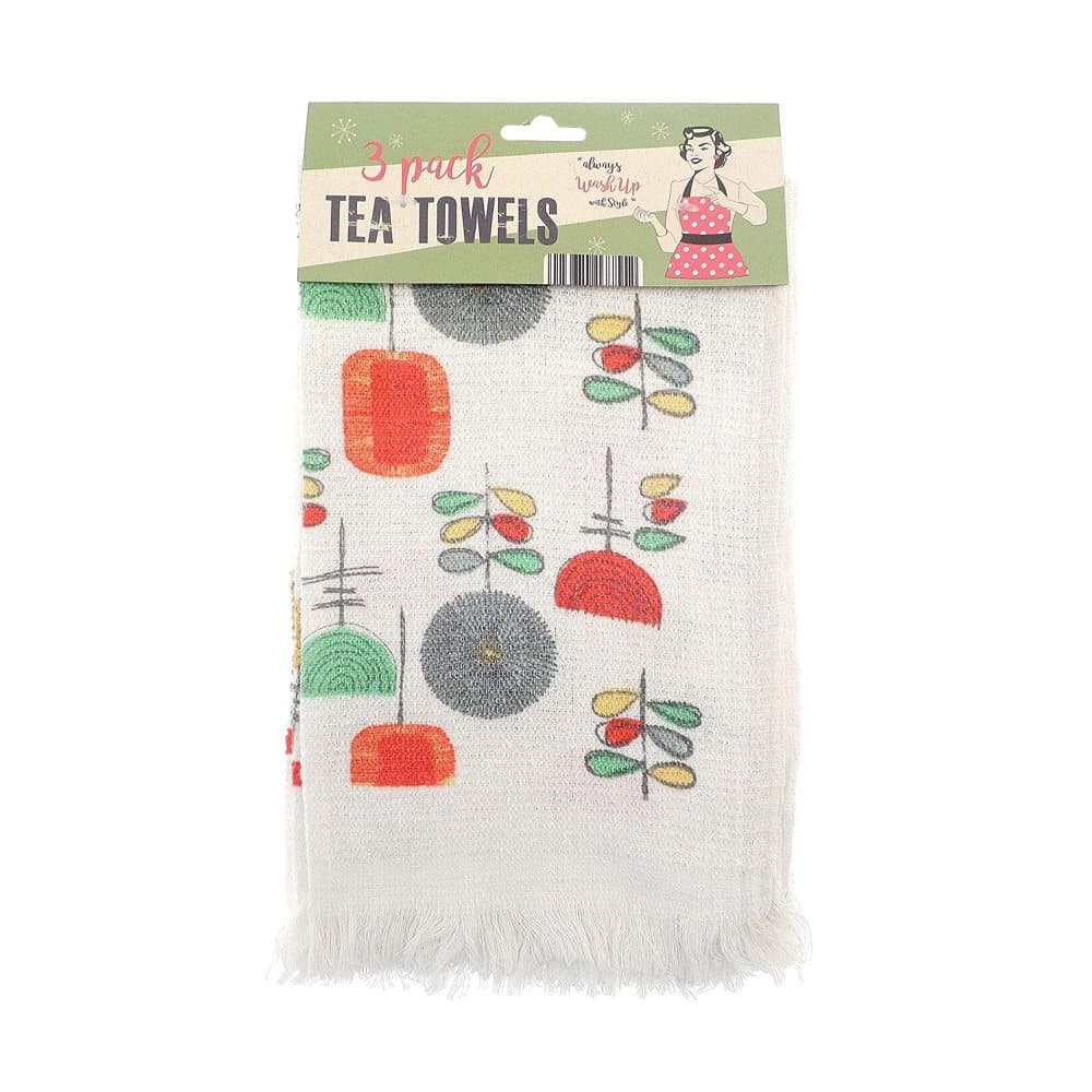 Country Club Fringed Vintage Tea Towels (Pack Of 3)