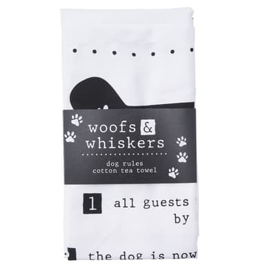 Woofs & Whiskers Dog Rules Tea Towel