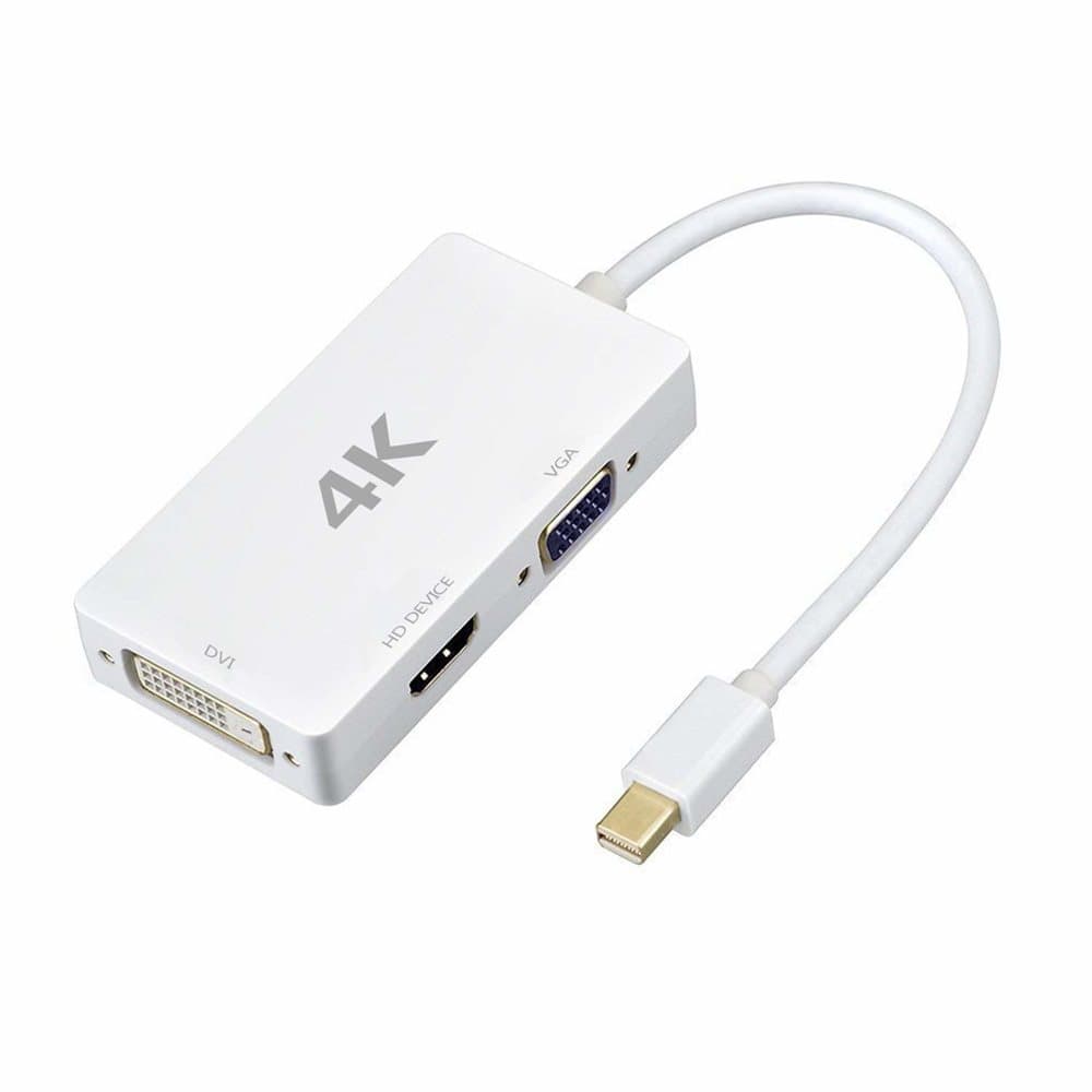 Mini DisplayPort to HDMI/VGA/DVI Adapter 3-in-1 Mini DP to HDMI VGA DVI Cable 4K