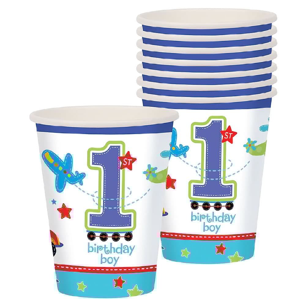 Amscan All Aboard 1st Birthday Boy Paper Party Cups (Pack Of 8)