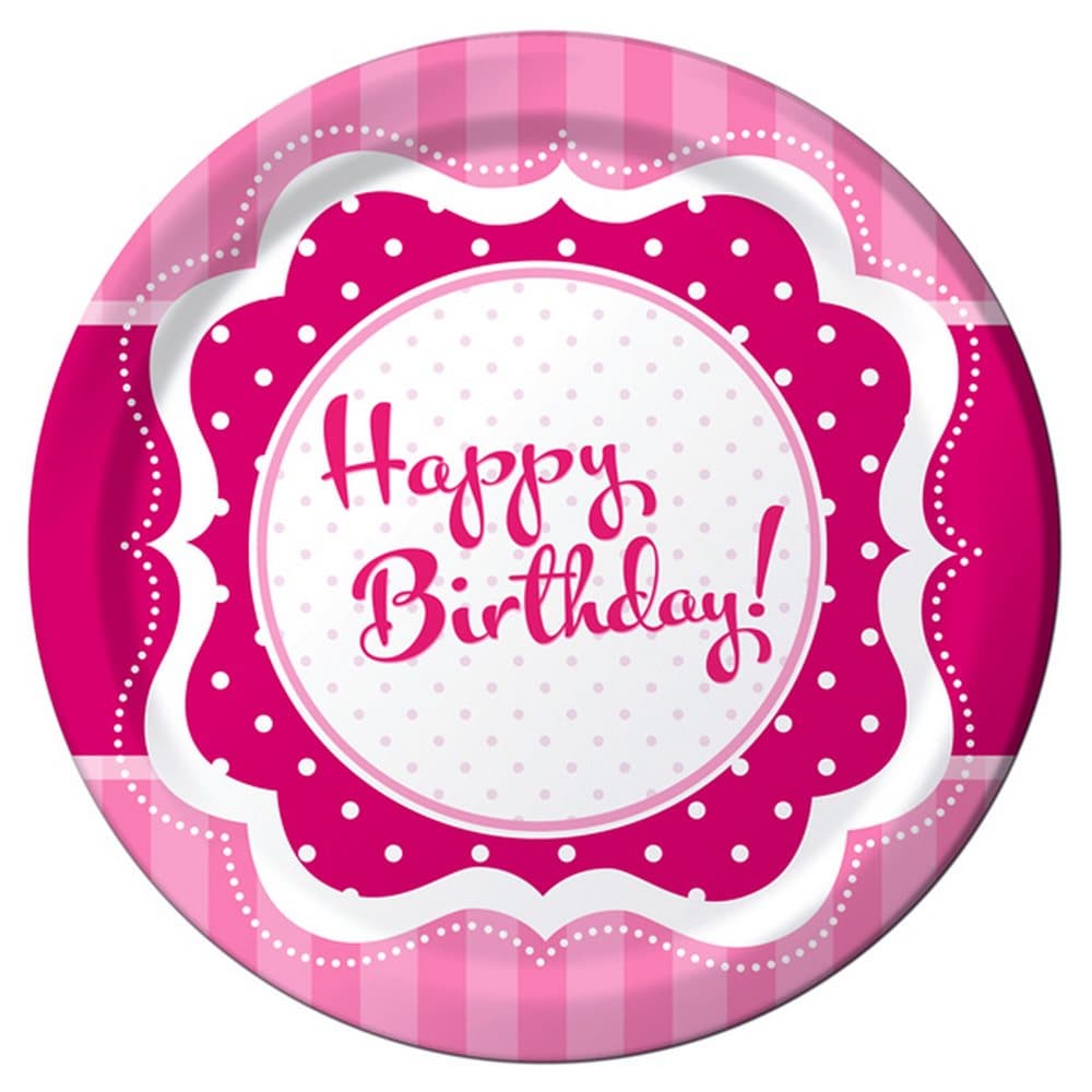 Creative Party Perfectly Pink Happy Birthday Plates (Pack Of 8)
