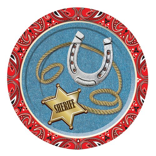 Bild av Bristol Novelty Sheriff And Horseshoe Party Plates (paket med 8)