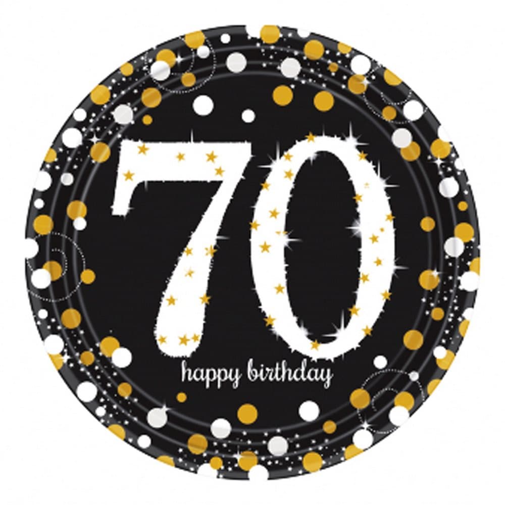 Amscan Sparkling Gold Celebration 70th Birthday Party Plates (Pack Of 8)
