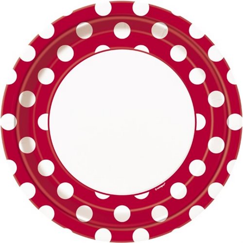 Bild av Unique Party Polka Dot-pappersplattor (paket med 8)