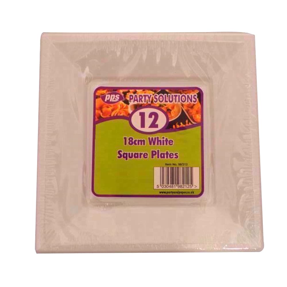 PPS Square Plastic Plates (Pack Of 12)