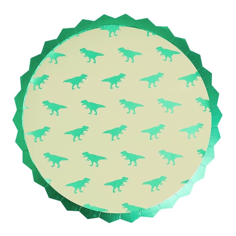 Papptallerken Dinosaur Metallic