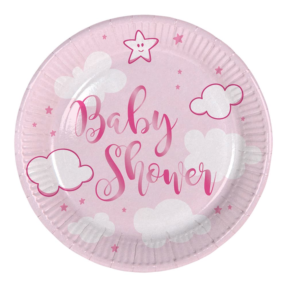 Pahvilautaset Baby Shower Vaaleanpunainen Pilvillä