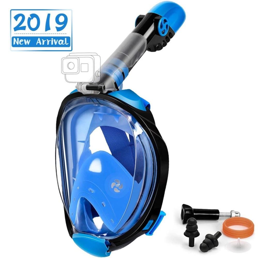 Helmask cyklop med snorkel och GoPro fäste - svart/blå - S/M