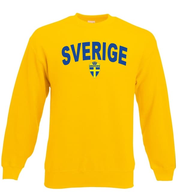 Sverige sweatshirt med sverige logo & text fram - Gul