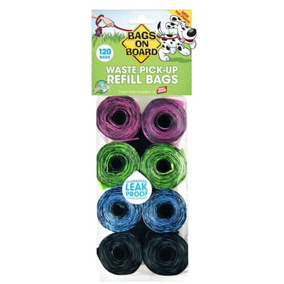 Väskor ombord blandade hundpoo-påfyllningsrullar (paket med 8)