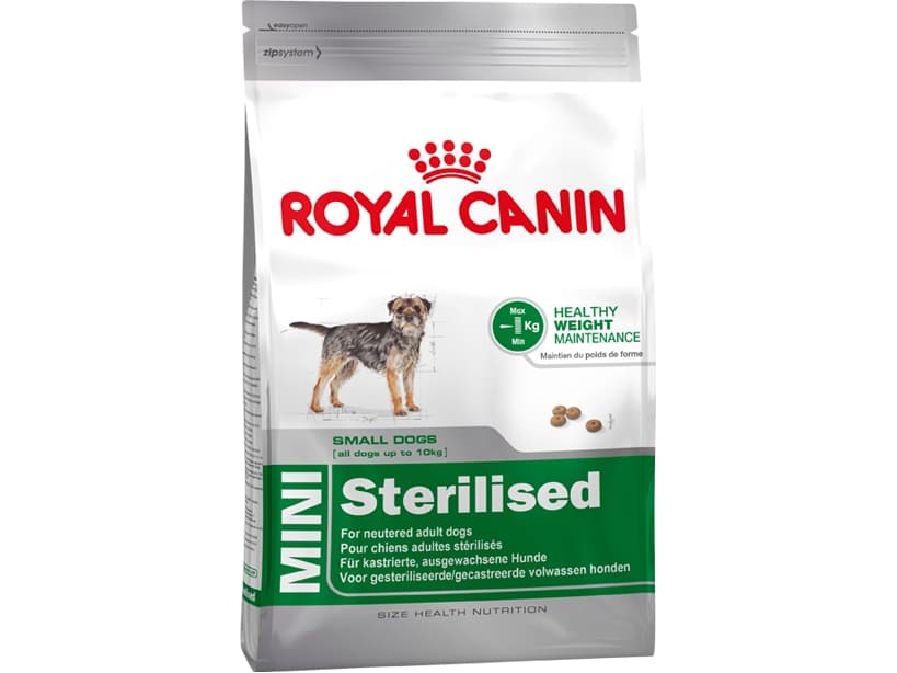 Royal Canin MINI Sterilised, Vuxen, 8 kg, Mini (5 - 10kg), X-Small (<4kg), Steriliserad eller kastrerad, Tenderar att vara överviktig, Vitamin A, Vit