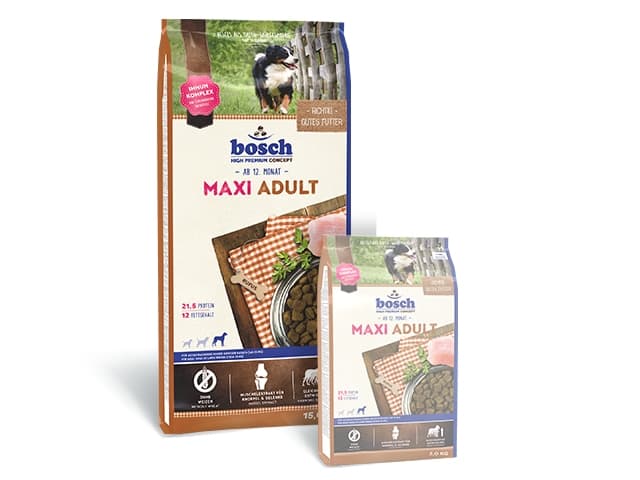 Bosch MAXI ADULT, Voksen, 3 kg, Maxi (26 - 44 kg), Tendens til at være overvægtig, vitamin A, Vitamin B1, Vitamin B12, vitamin B2, Vitamin B3, vitami