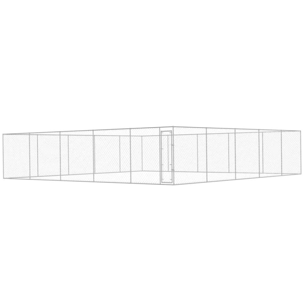 vidaXL Koiran ulkohäkki galvanoitu teräs 10x10x2 m
