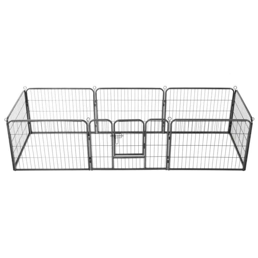 vidaXL løbegård til hunde 8 paneler stål 60 x 80 sort
