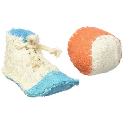 Hip Doggie Flavoured Loofah Athletic Trainer And Ball Dog Dental Toy Set
