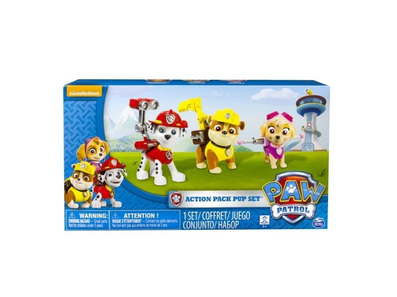 PAW Patrol Action Pack Pups 3pk Figure Set Marshal, Skye, Rubble, Gutt/Jente
