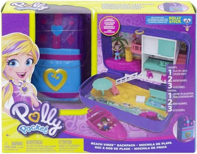 Polly Pocket Hidden Places Beach Vibes Backpack Playset