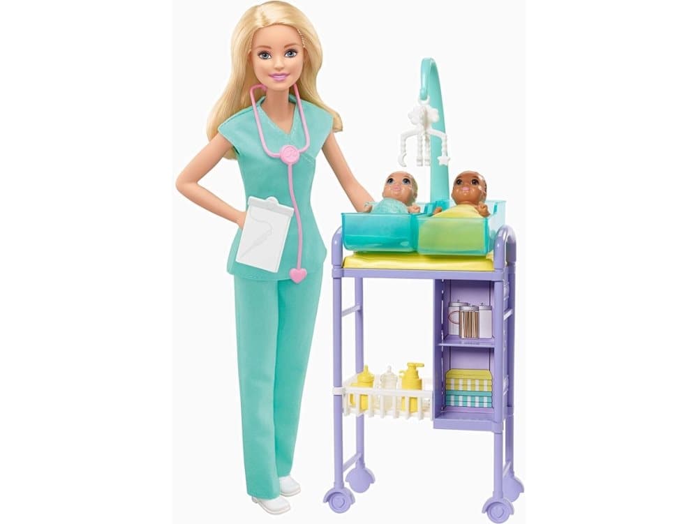 Barbie pediatrician doll (blonde) and sp GKH23
