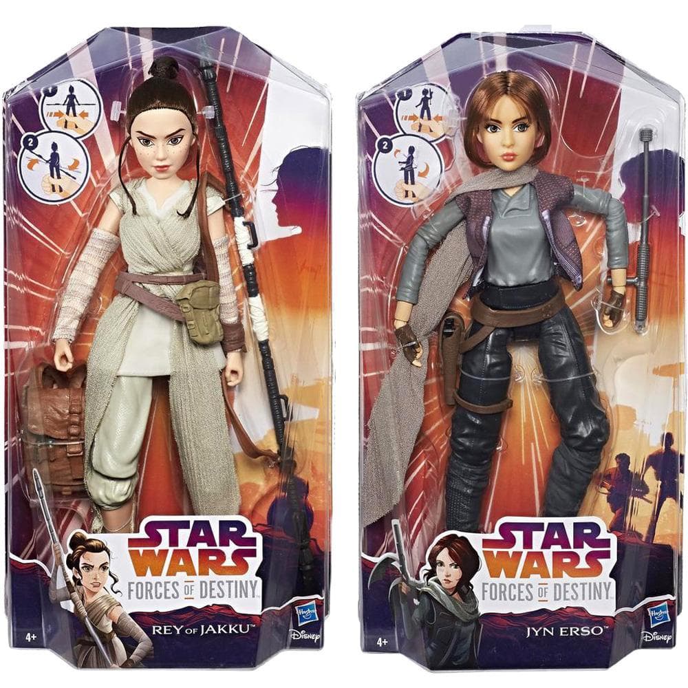 2-Pack Star Wars Jyn Erso & Rey of Jakku Action Figurer/Dukker 28cm