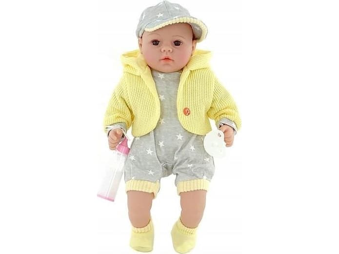 Adar Baby doll with pacifier 45cm yellow + bottle (519923)
