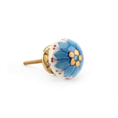 CGB Giftware Cream And Blue Flower Drawer Handle