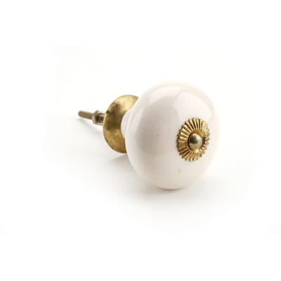 CGB Giftware Large White Round Ceramic Drawer Handle