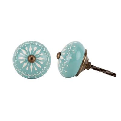 CGB Giftware Mint Hand Painted Teardrop Detail Drawer Handle