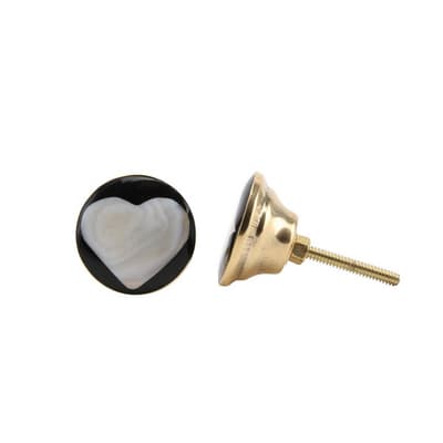 CGB Giftware Black And White Heart Drawer Handle