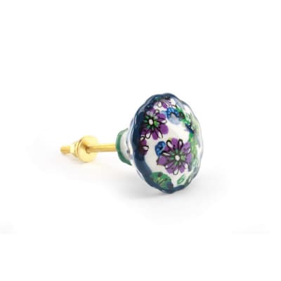 CGB Giftware Dark Blue Scallop Shape Flower Drawer Handle