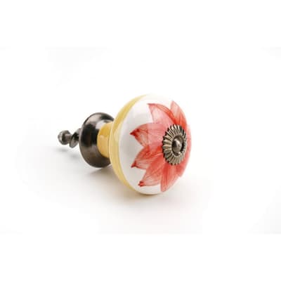 CGB Giftware Large Red Flower Ceramic Drawer Handle