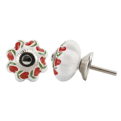 CGB Giftware Red Heart Leaf Drawer Handle