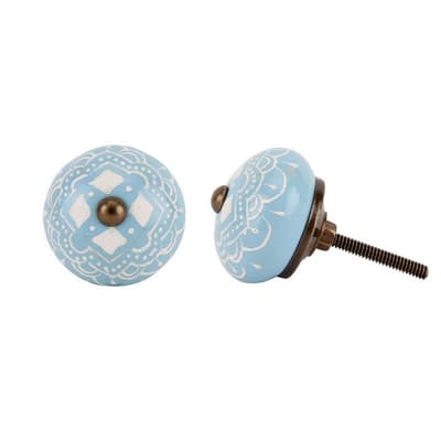 CGB Giftware Blue Hand Painted Diamond Drawer Handle