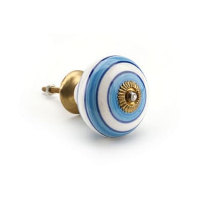 CGB Giftware Light Blue/White Ring Ceramic Drawer Handle