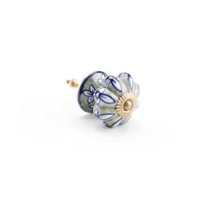 CGB Giftware Green/Blue Flower Ceramic Drawer Handle
