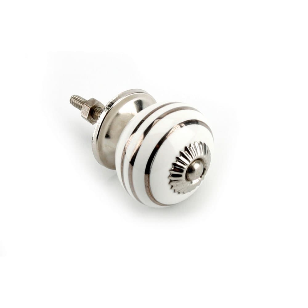 CGB Giftware Silver/White Spiral Ceramic Drawer Handle