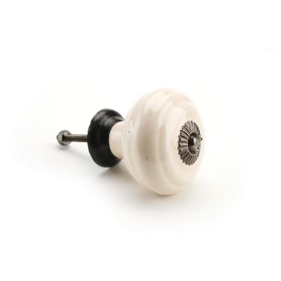 CGB Giftware Large Cream Ribbed Ceramic Drawer Handle