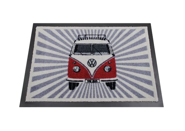 BRISA VW Collection - Volkswagen Bus T1 Camper Van Transporter Dørmåtte (70x50cm/Samba Stripes/Red)