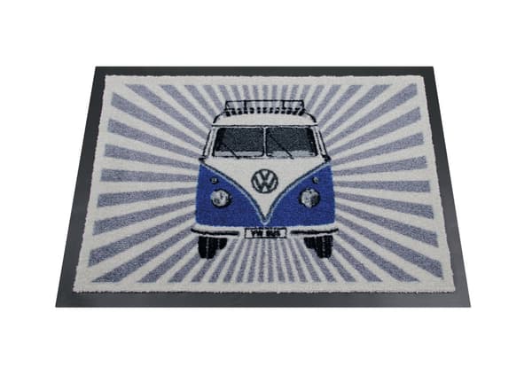BRISA VW Collection - Volkswagen Bus T1 Camper Van Transporter Dørmåtte (70x50cm/Samba Stripes/Blue)