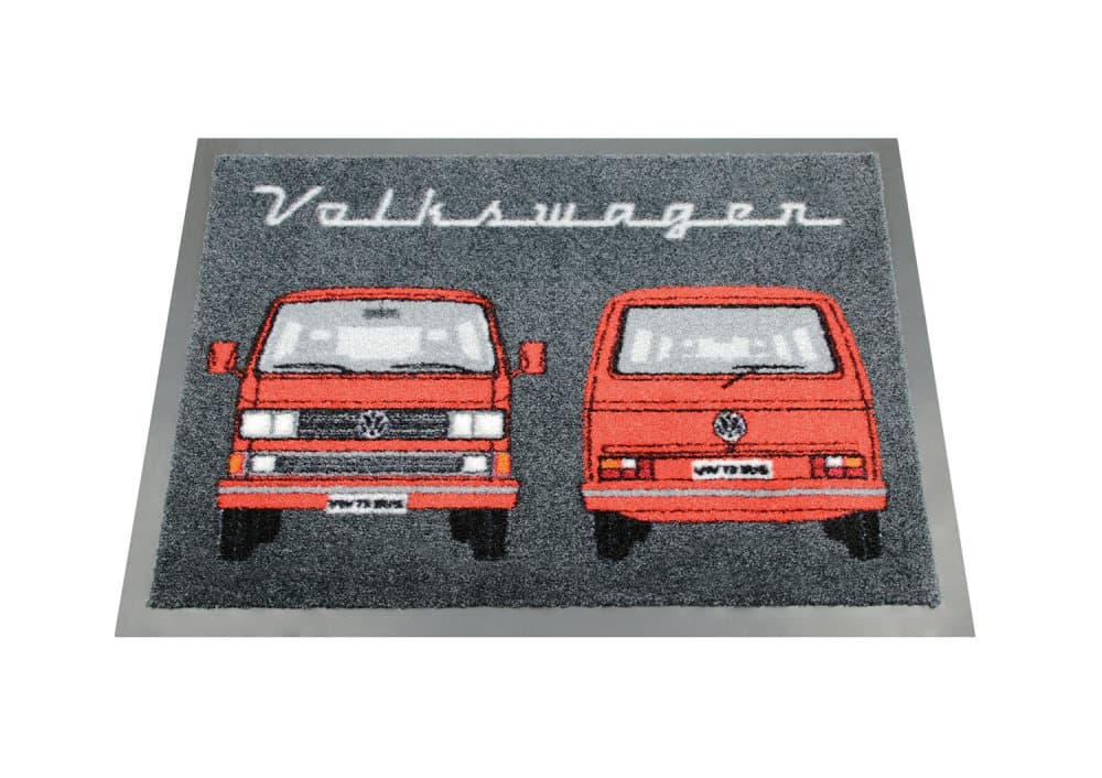 BRISA VW Collection - Volkswagen Bus T3 Kleinbus Transporter Kynnysmatto (70x50cm/Front & Back/Red)