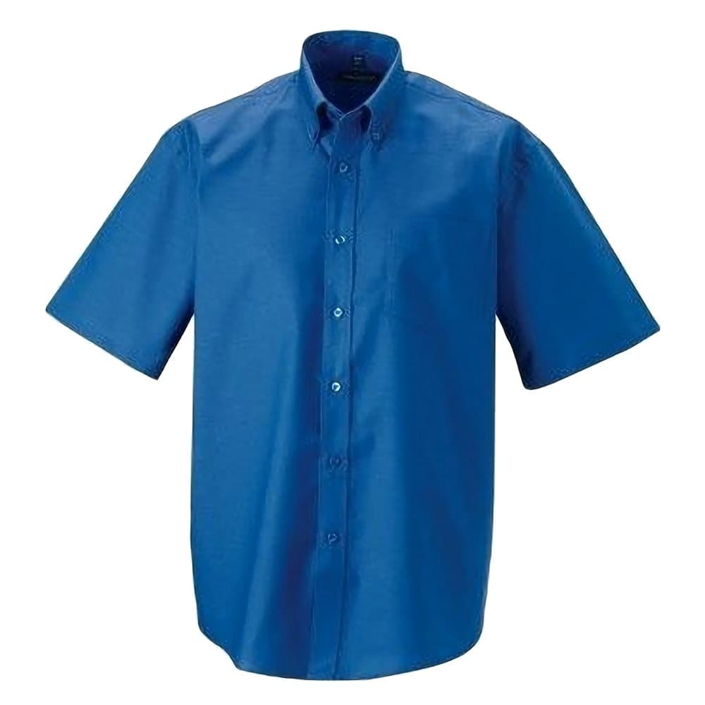 Russell Collection Mens Short Sleeve Easy Care Oxford Shirt