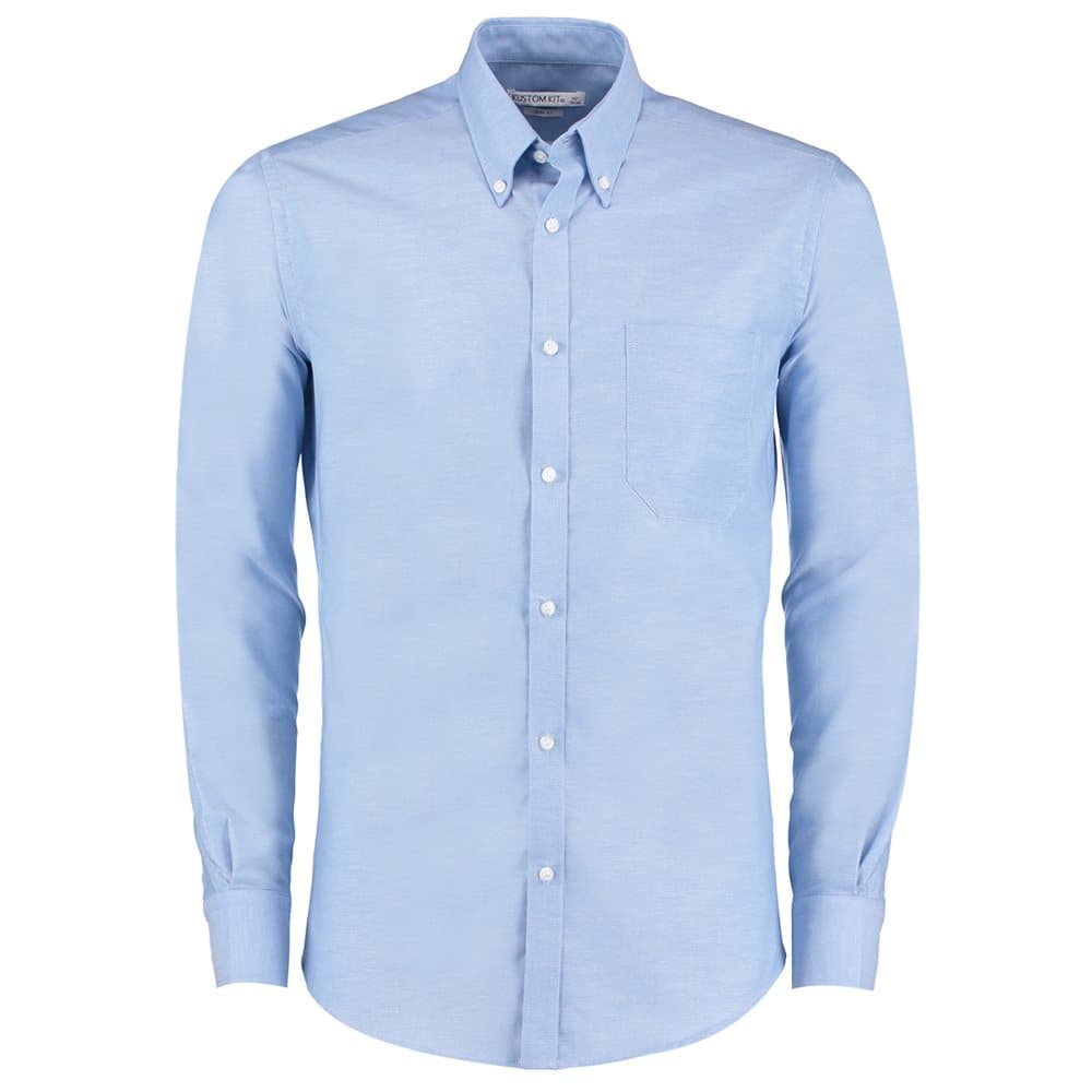 Kustom Kit Mens Slim Fit Stretch Long Sleeve Oxford Shirt